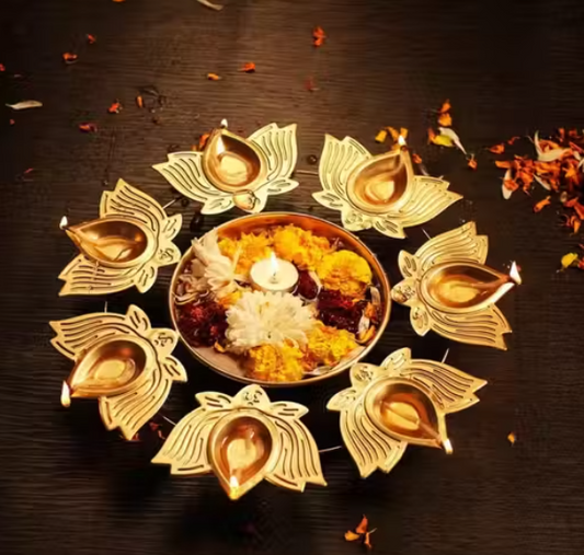 Flower Decorative Lotus Urli Bowl for Home Decor Floating Flowers and Tea Light Candles Home,Office and Table Decor| Diwali Decoration Items for Home (10 Inches, KAMAL)