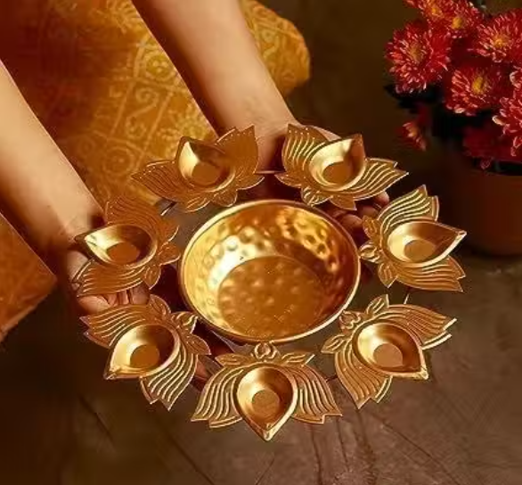 Flower Decorative Lotus Urli Bowl for Home Decor Floating Flowers and Tea Light Candles Home,Office and Table Decor| Diwali Decoration Items for Home (10 Inches, KAMAL)